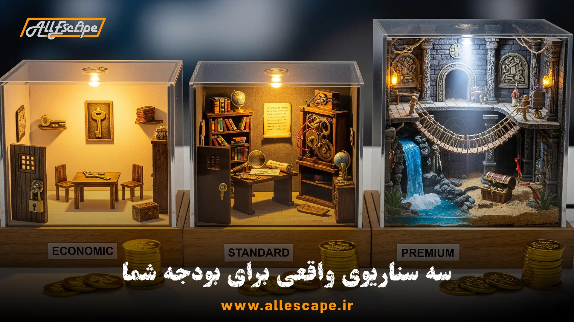 سه سناریوی بودجه مختلف برای ساخت اتاق فرار در ایران: اقتصادی، استاندارد و پرمیوم.