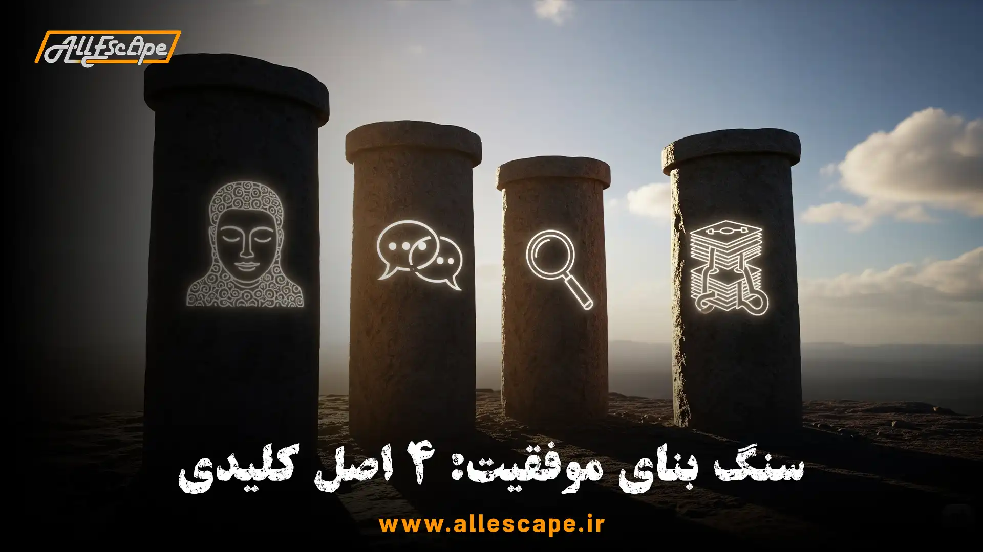 چهار اصل کلیدی موفقیت در اتاق فرار شامل آرامش، ارتباط، جستجوی دقیق و سازماندهی سرنخ‌ها.