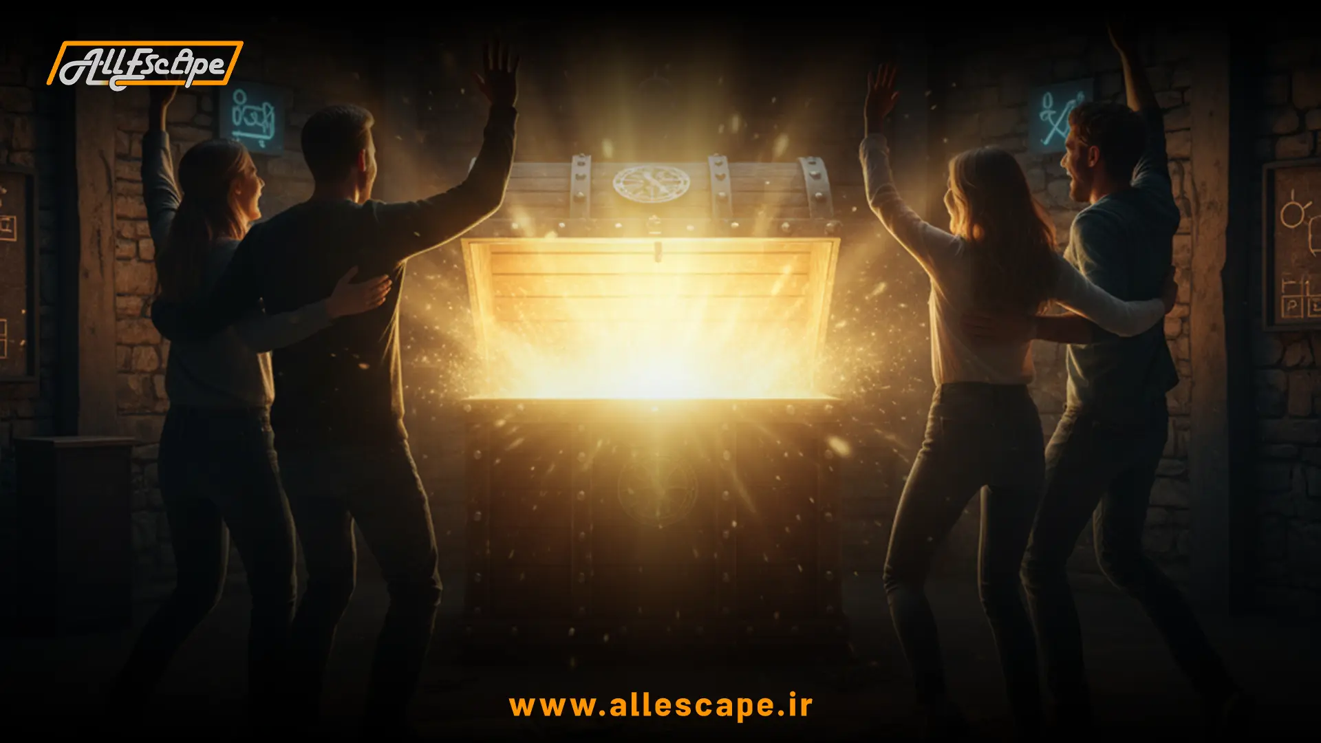 پیروزی بازیکنان اتاق فرار پس از حل معمای الکترونیکی و باز شدن گنج