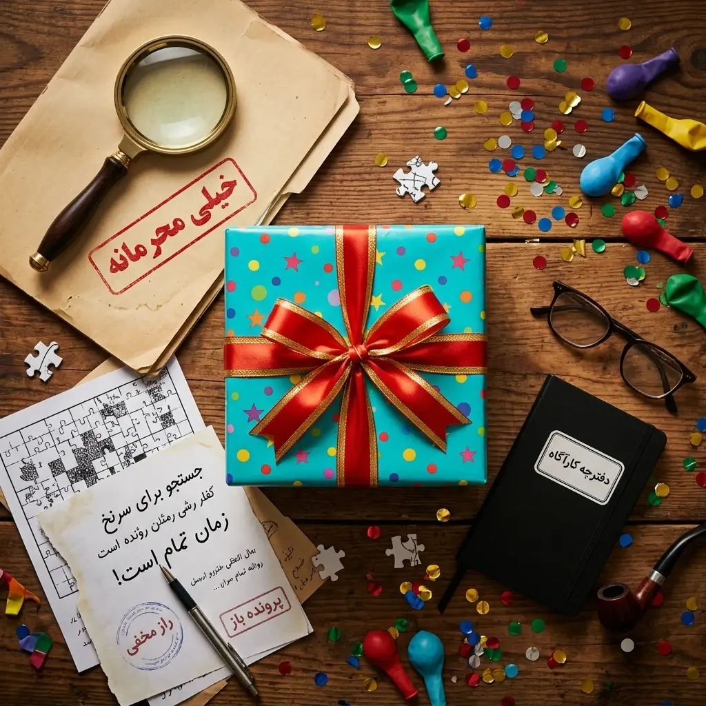 پکیج دانلودی اتاق فرار خانگی برای سوپرایز تولد کودکان تم کارآگاهی